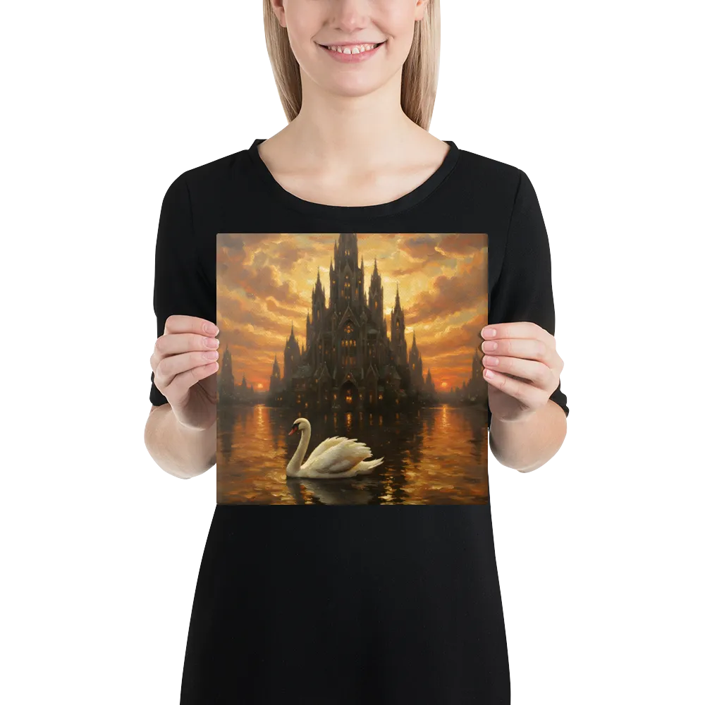 Swan at Gothic Sunset 
 Canvas | 10″x 10″
