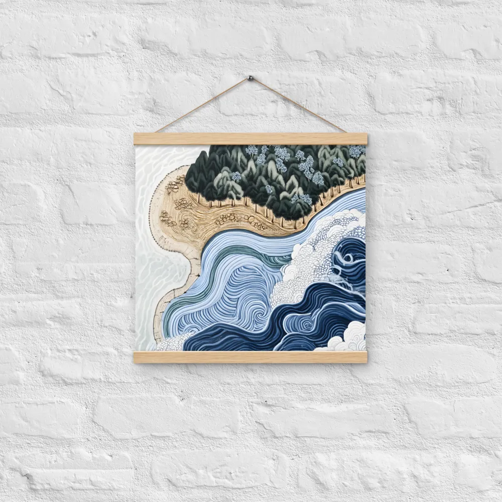 Oceanic Harmony: A Tranquil Landscape | Poster With Oak Wood Hanger | 16″×16″