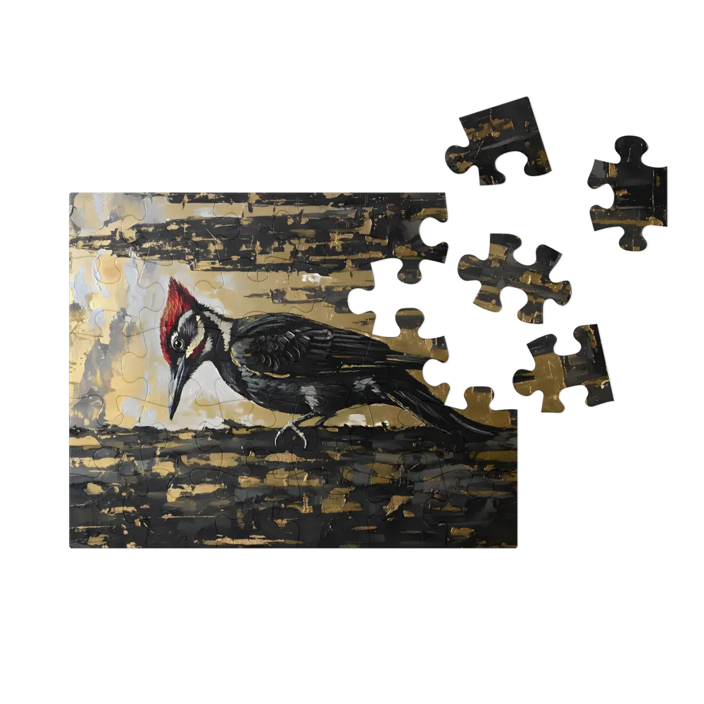 Gilded Woodpecker 
 Jigsaw Puzzle in Tin Box