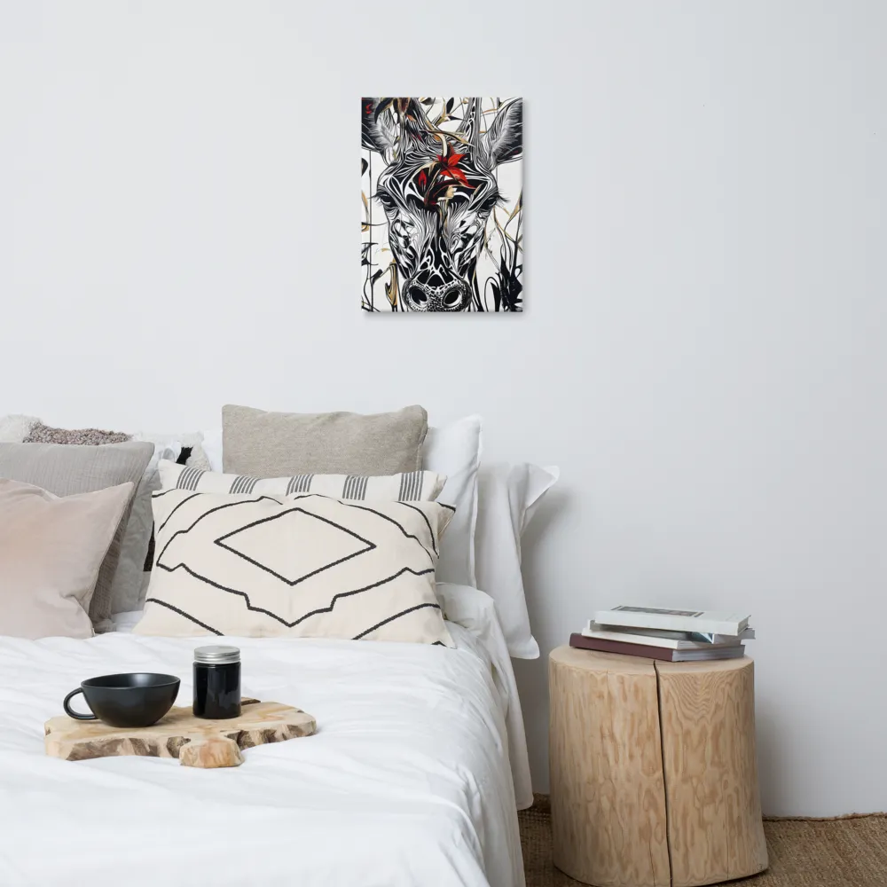 Floral Elegance: The Giraffe's Portrait | Canvas | 18″×24″