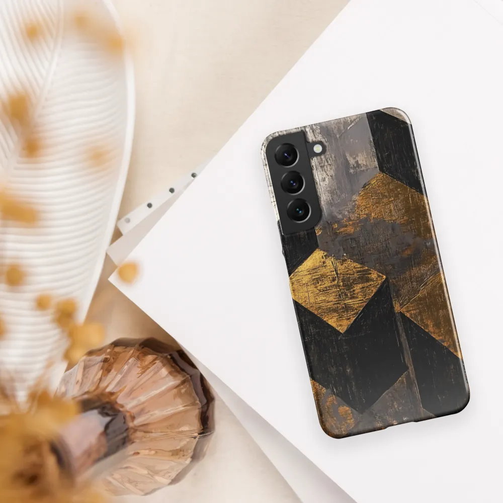 Geometric Harmony in Gold and Black | Phone Case |  S22 Plus | Snap Case | Glossy
