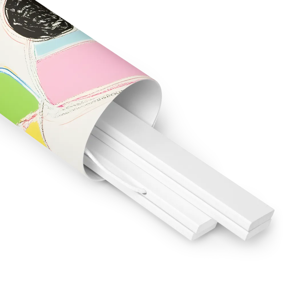 Whimsical Portrait in Colorful Abstraction | Poster With White Wood Hanger | 14″×14″