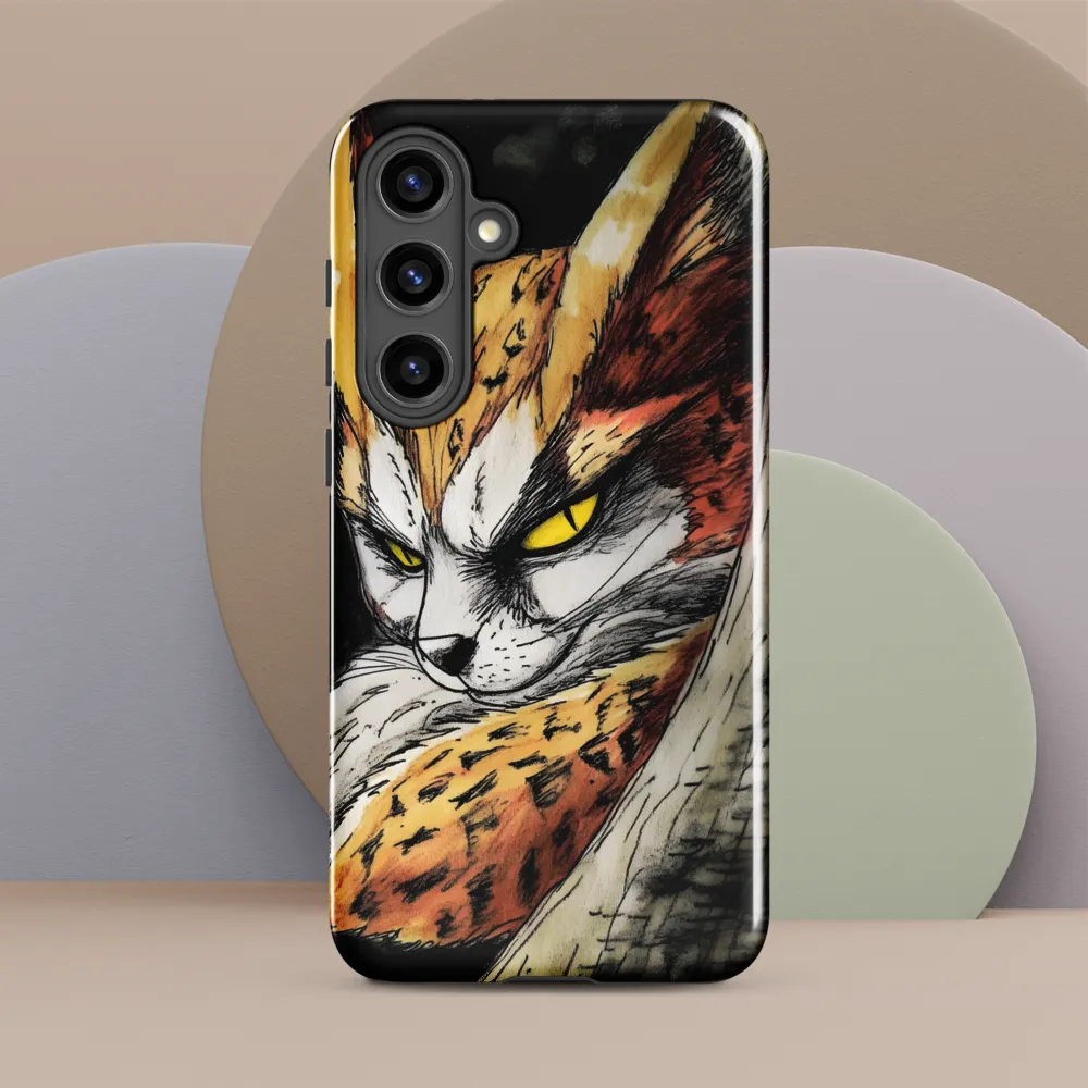 Fierce Gaze of the Wild Cat | Phone Case |  S24 Plus | Tough Case | Glossy