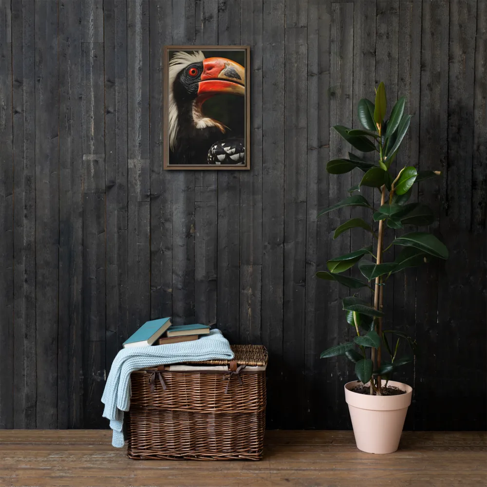 Majesty of the Hornbill | Canvas with Brown Frame | 12″×18″