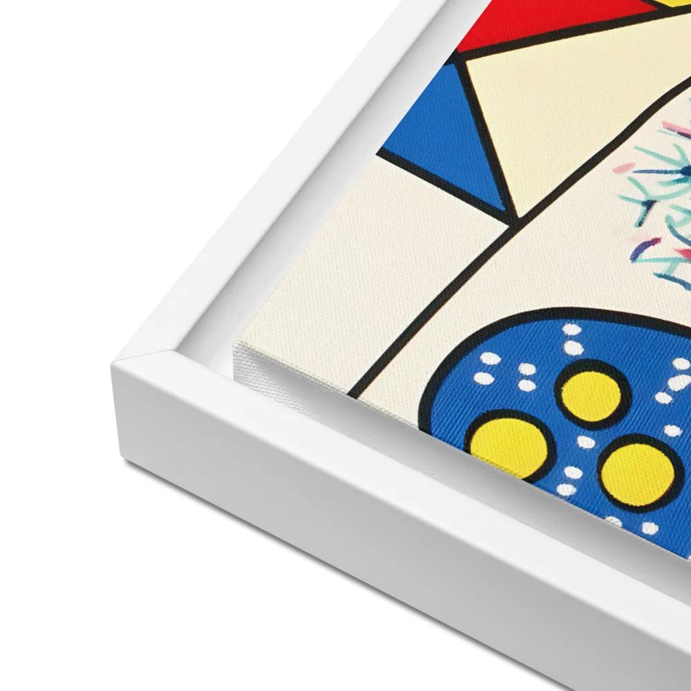 Joyful Geometry: A Playful Dance of Shapes and Colors | Canvas with White Frame | 16″×20″