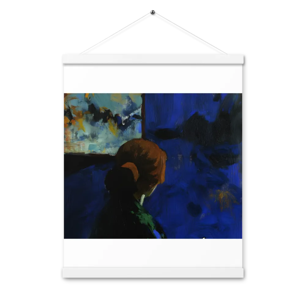 Contemplation Under the Night Sky | Poster With White Wood Hanger | 16″×20″