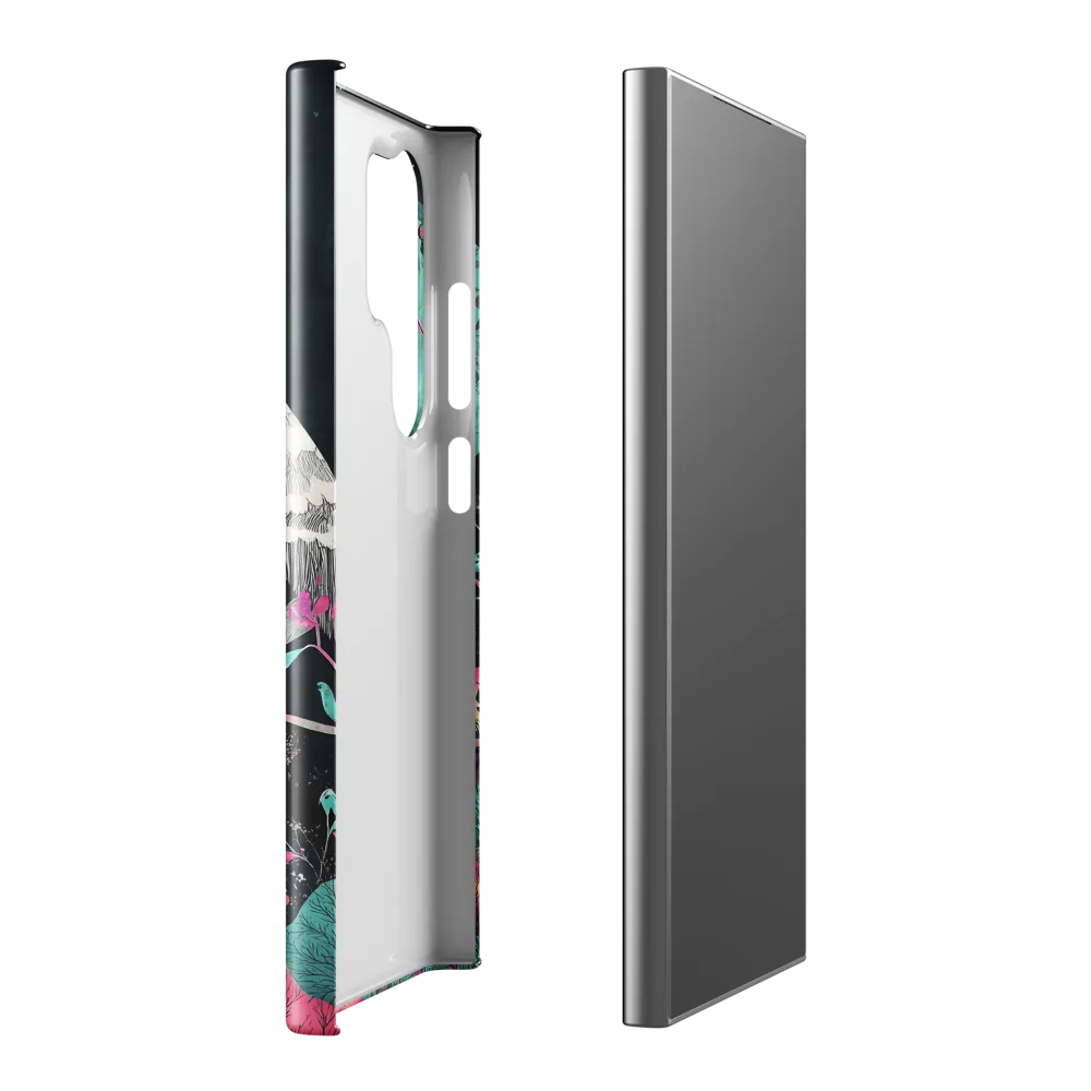 Ethereal Presence: Heron in a Floral Dreamscape | Phone Case |  S24 Ultra | Snap Case | Glossy