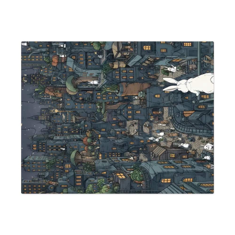 Moonlit Rabbit City 
 Jigsaw Puzzle in Tin Box