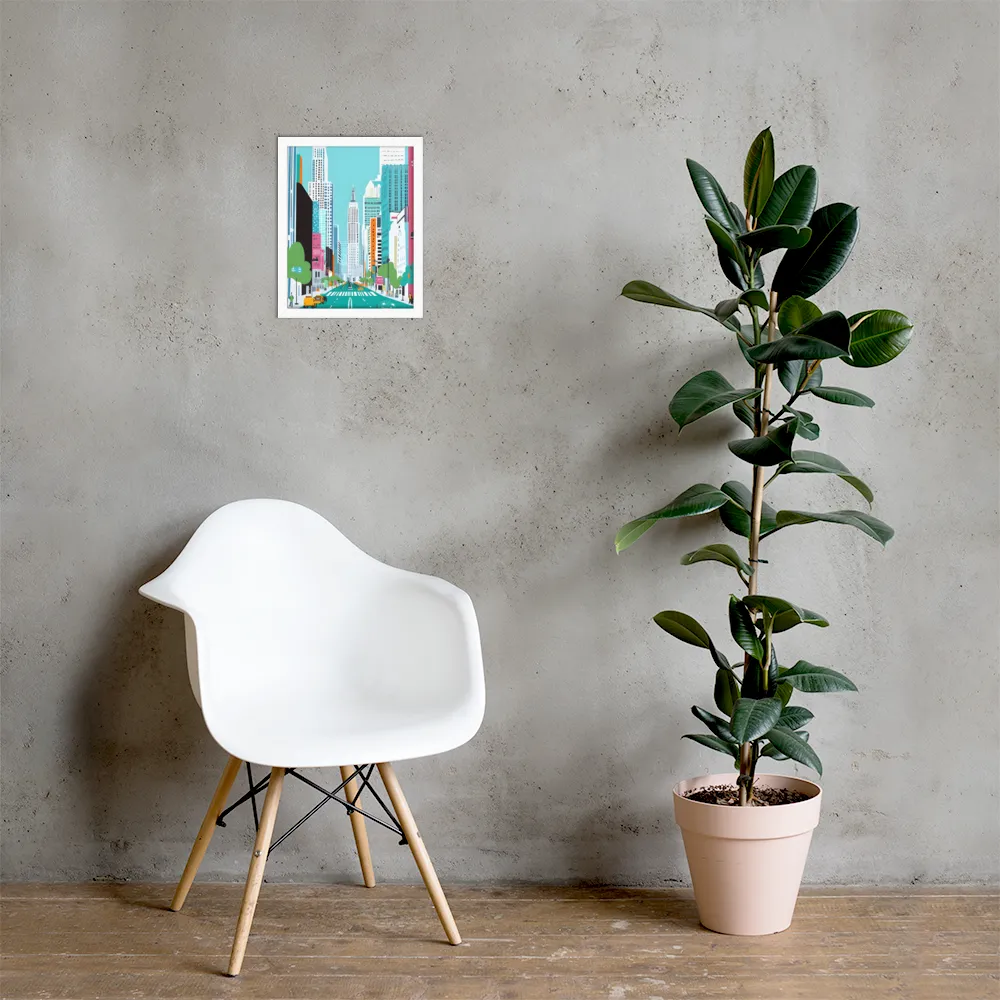 Urban Symphony: A Modern Cityscape | Poster with White Frame | 11″×14″