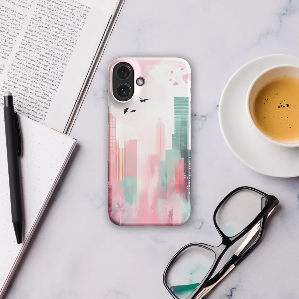 Dreamy Cityscape in Pink and Cyan