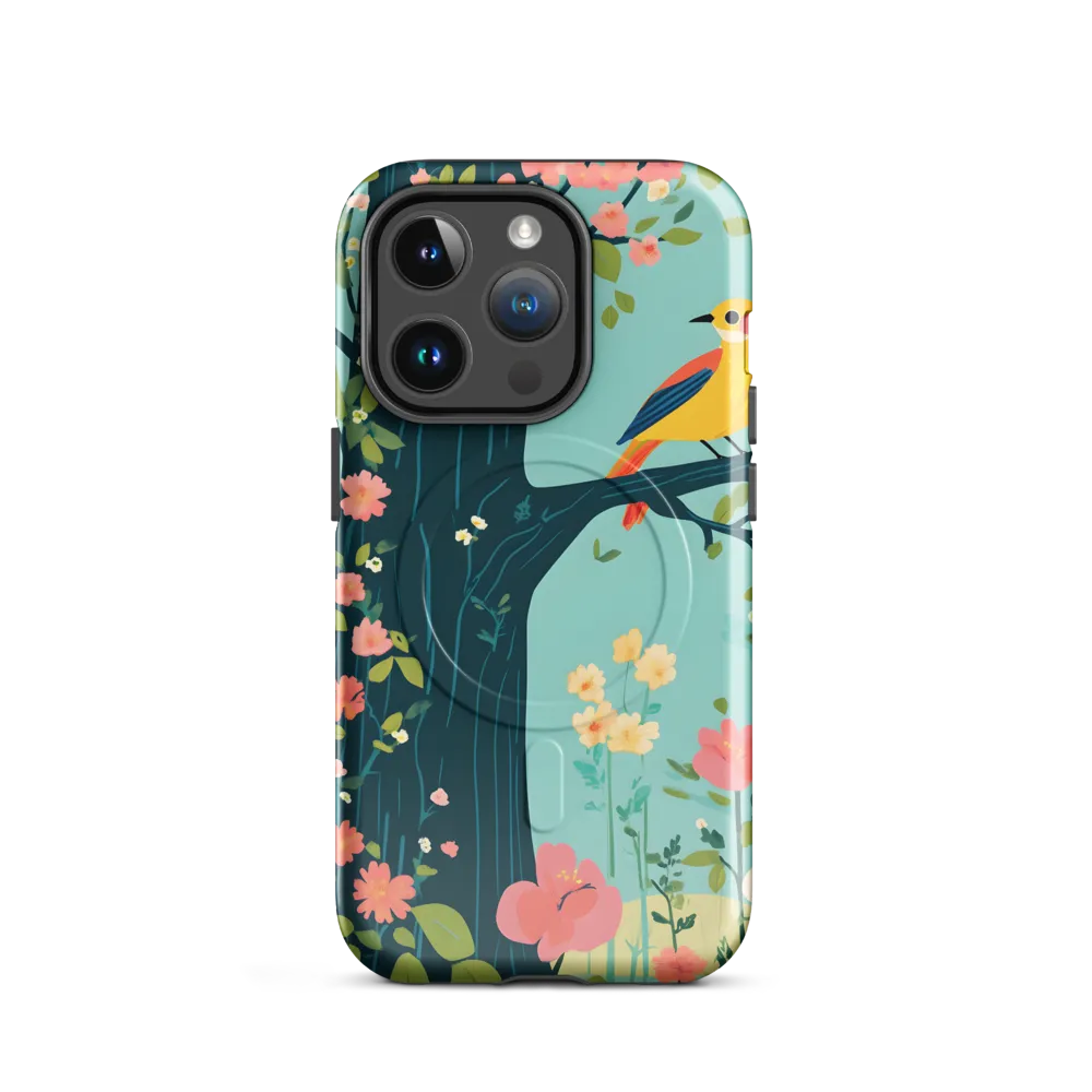 Oriole Among Teal Blossoms