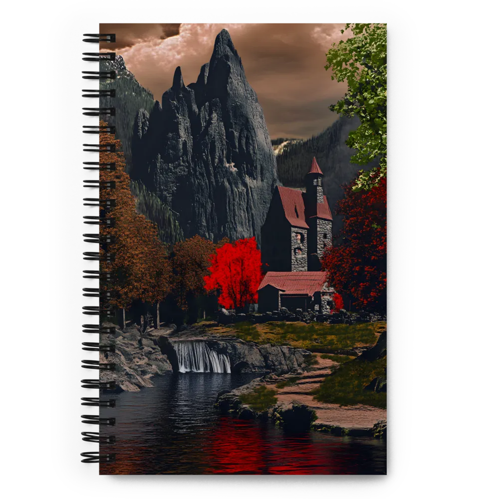 Mystical Fortress Among Crimson Woods | Spiral Notebook