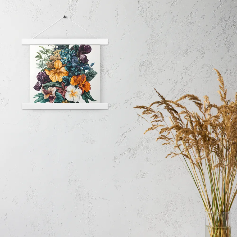 Floral Symphony | Poster With White Wood Hanger | 10″×10″