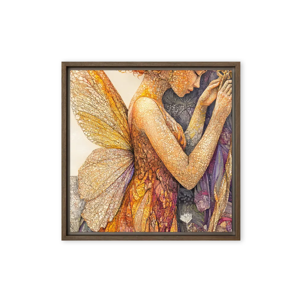 Whispers of the Frosted Meadow | Canvas with Brown Frame | 16″×16″