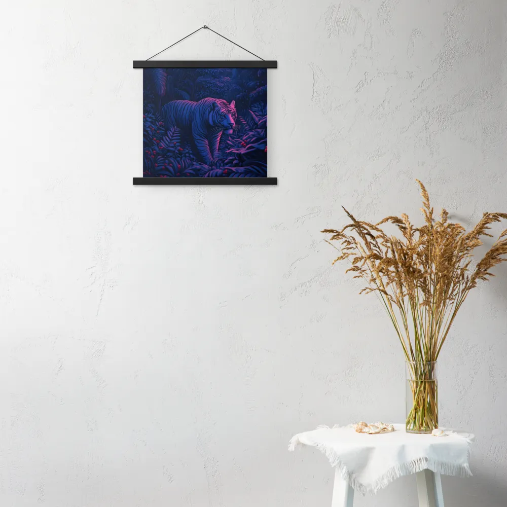 Mystic Prowler: The White Tiger in the Jungle | Poster With Black Wood Hanger | 14″×14″
