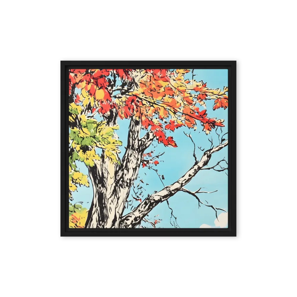 Autumn's Embrace | Canvas with Black Frame | 16″×16″