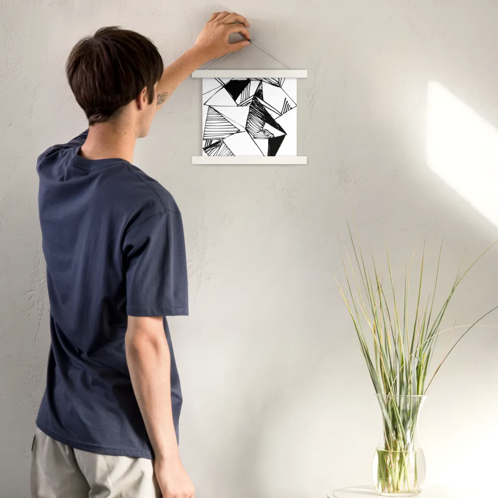 Dynamic Geometry in Ink | Poster With White Wood Hanger | 10″×10″