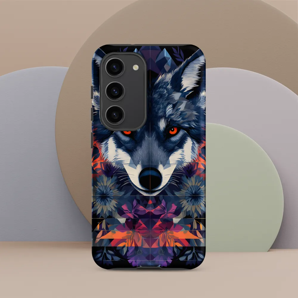 Mystical Wolf Amidst Floral Geometry