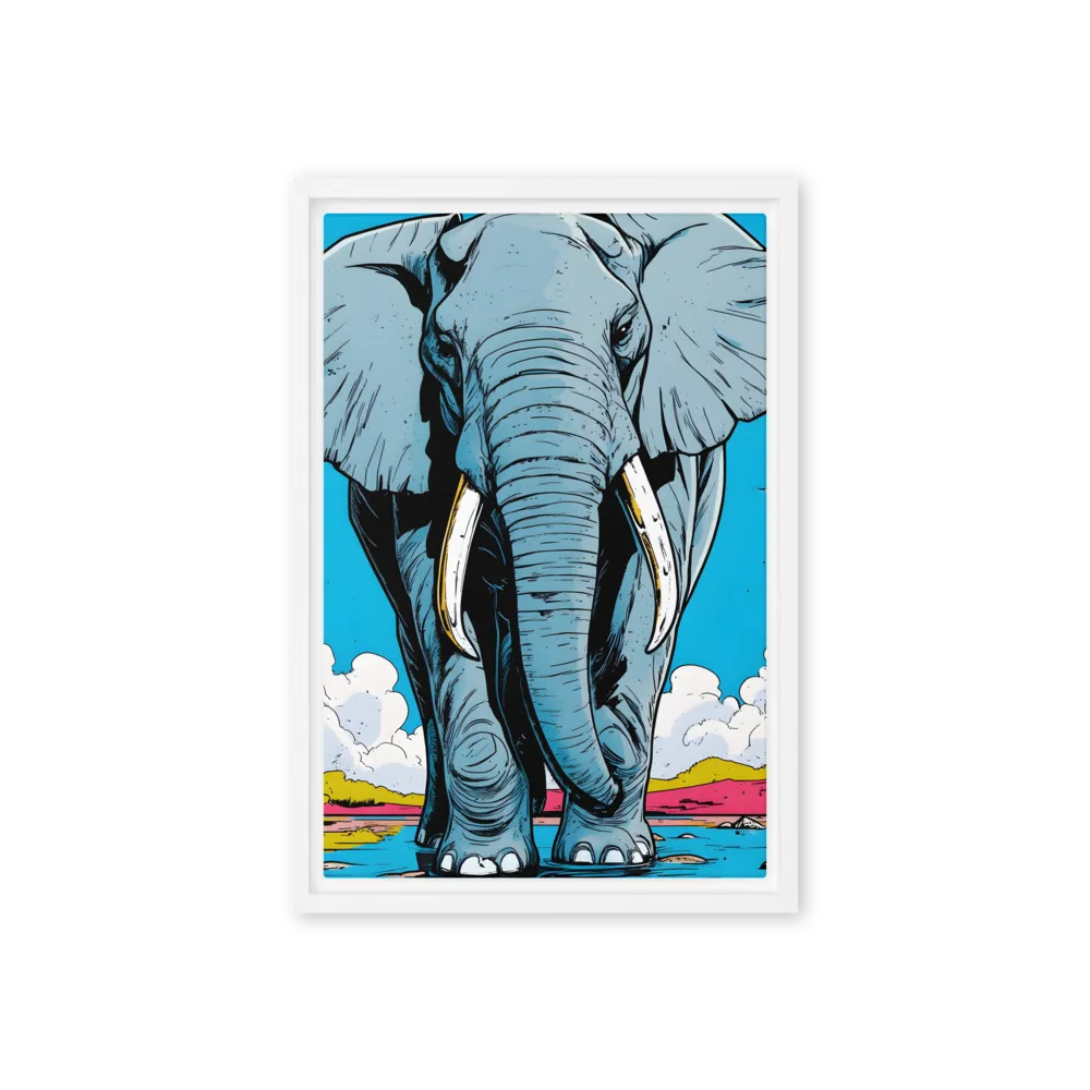 Majestic Presence: The Elephant | Canvas with White Frame | 12″×18″