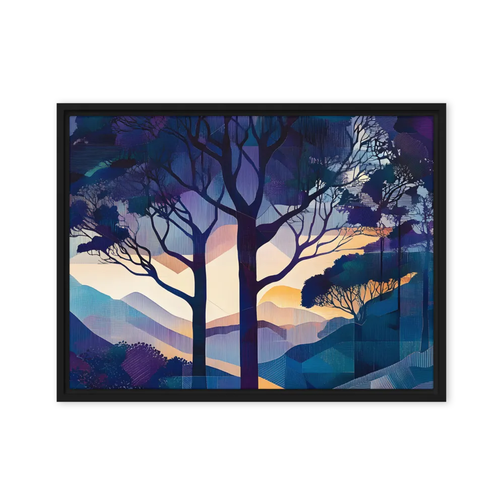 Tranquil Geometry: A Journey Through Color | Canvas with Black Frame | 18″×24″