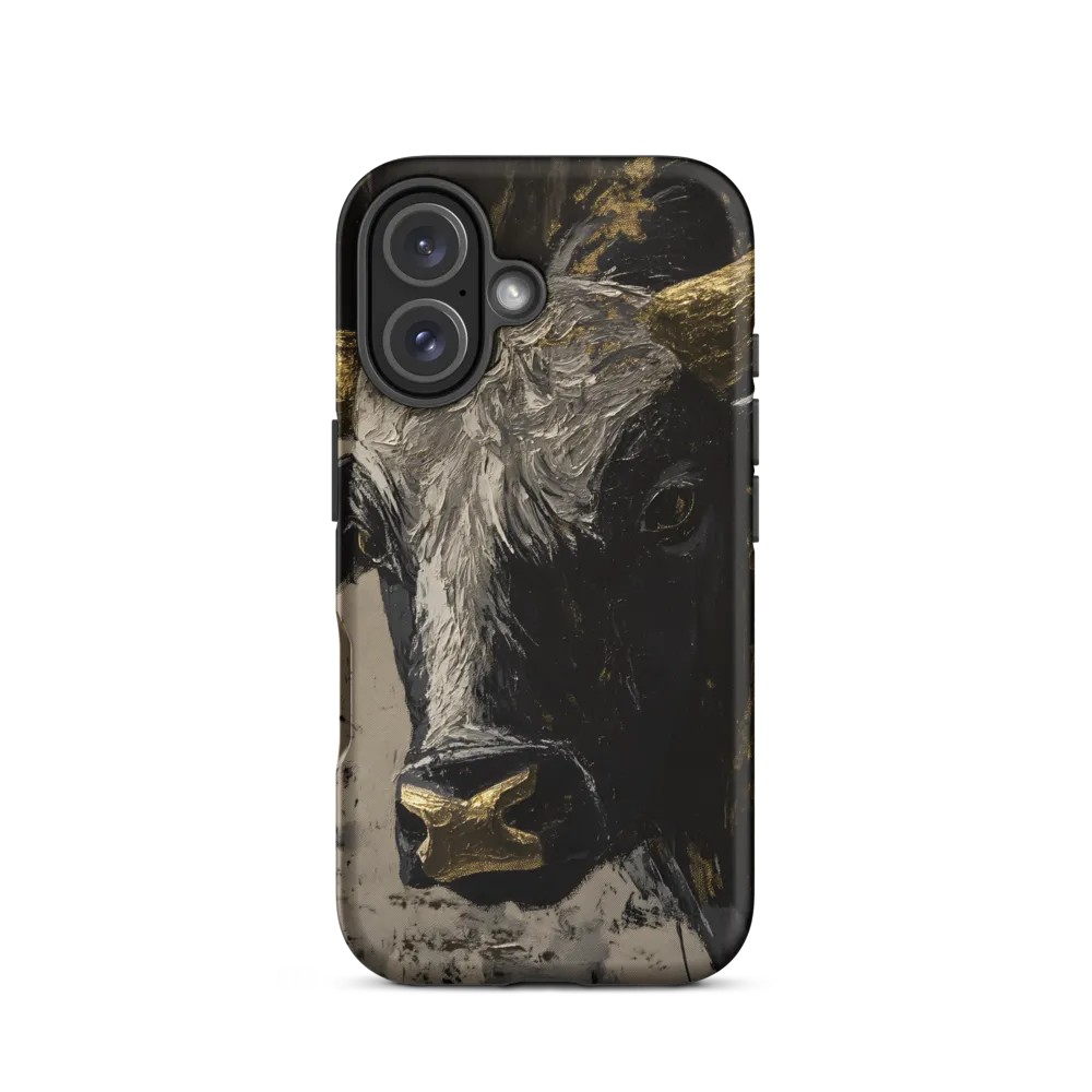 Majestic Bull: The Power in Black and Gold | Phone Case