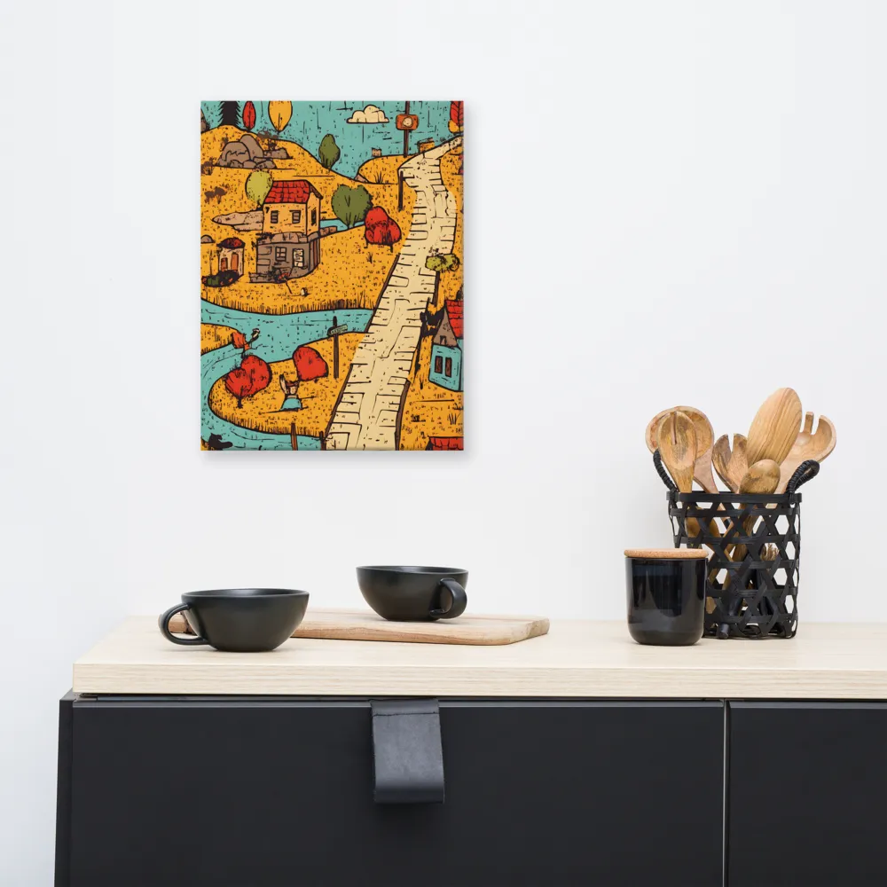 Whimsical Village Landscape | Canvas | 12″×16″