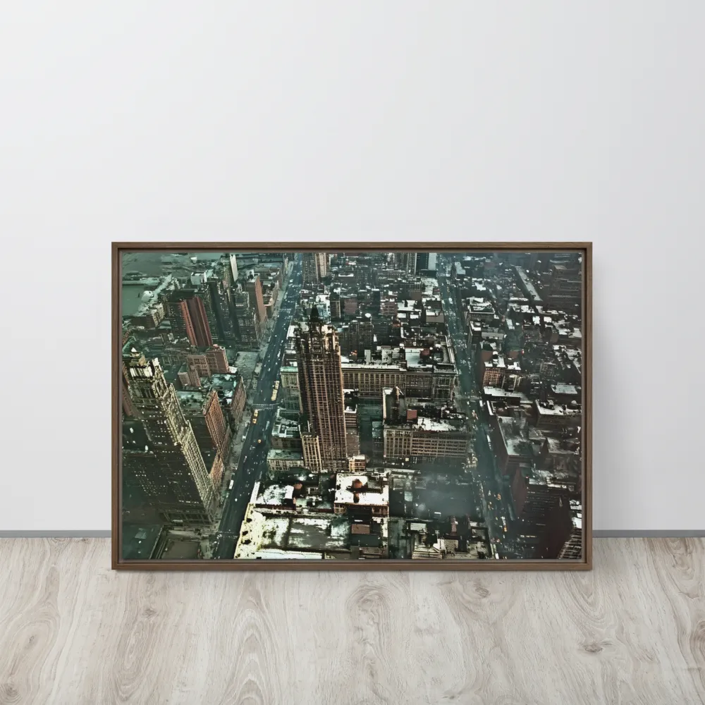 Aerial Symphony of Urban Life | Canvas with Brown Frame | 20″×30″