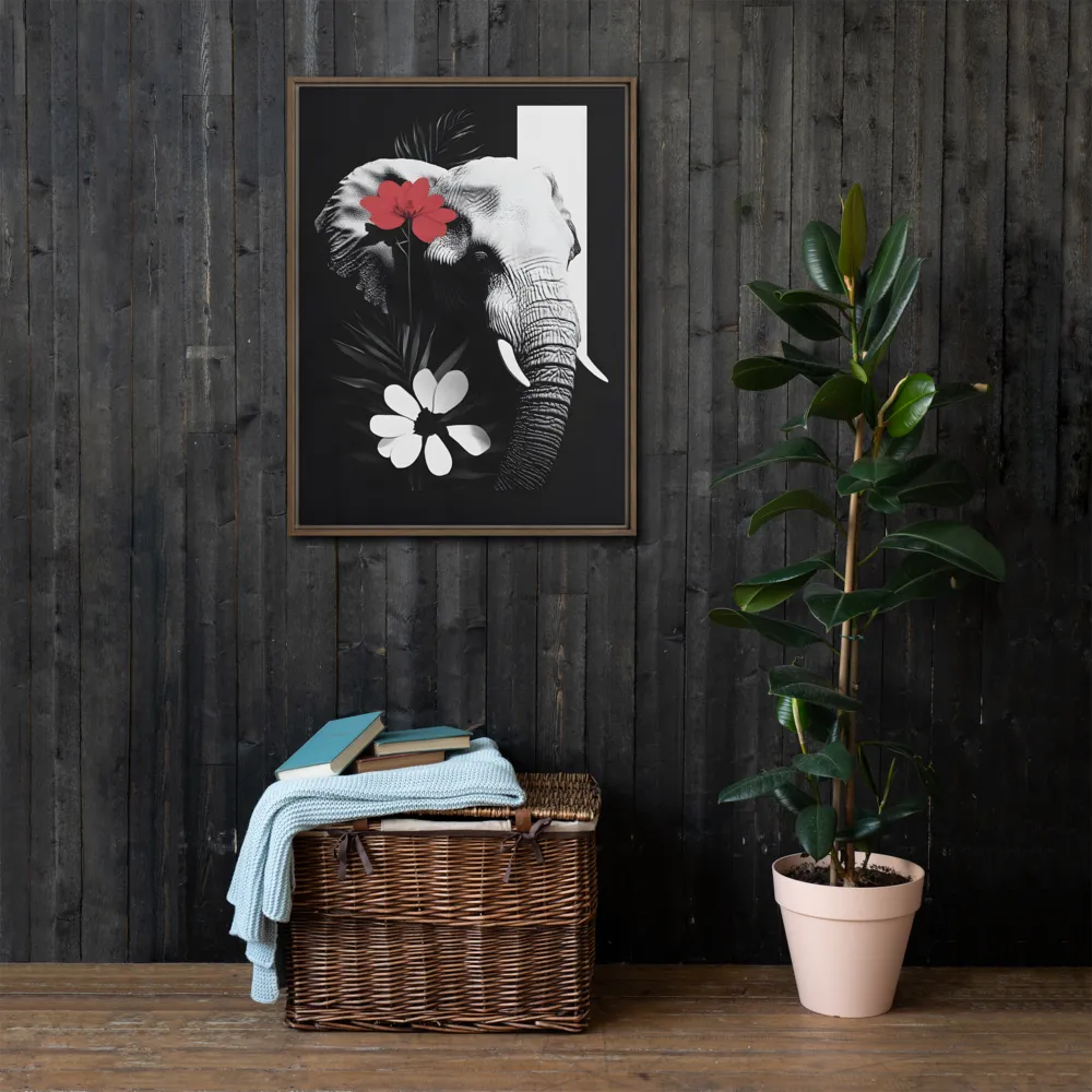 Elephant Harmony | Canvas with Brown Frame | 24″×32″