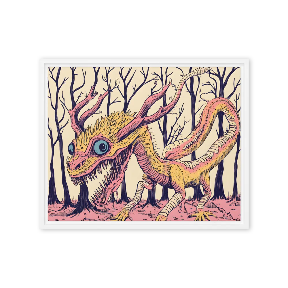The Enigmatic Dragon of the Desolate Forest | Canvas with White Frame | 16″×20″