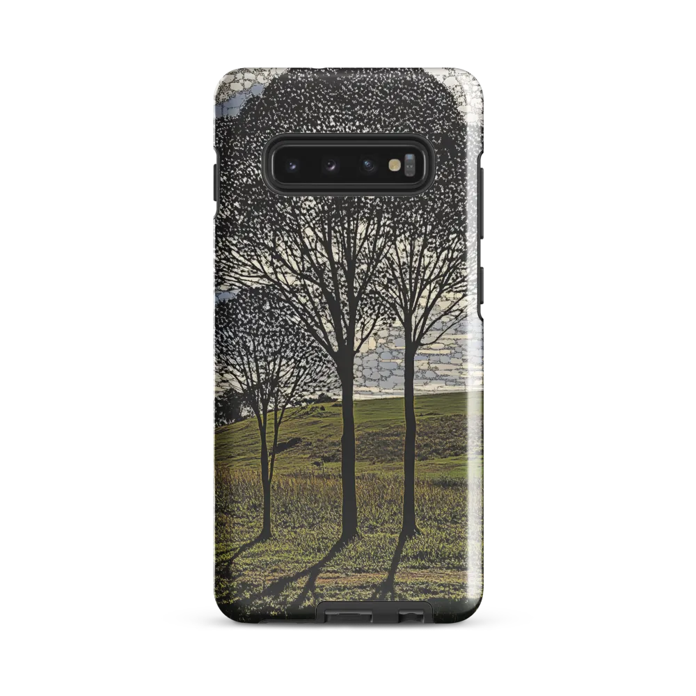 Tranquil Shadows: A Silhouette of Nature | Phone Case |  S10 Plus | Tough Case | Glossy