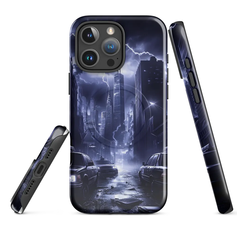 Stormy Cityscape: Shadows of the Night | Phone Case |  16 Pro Max | MagSafe® Tough Case | Glossy