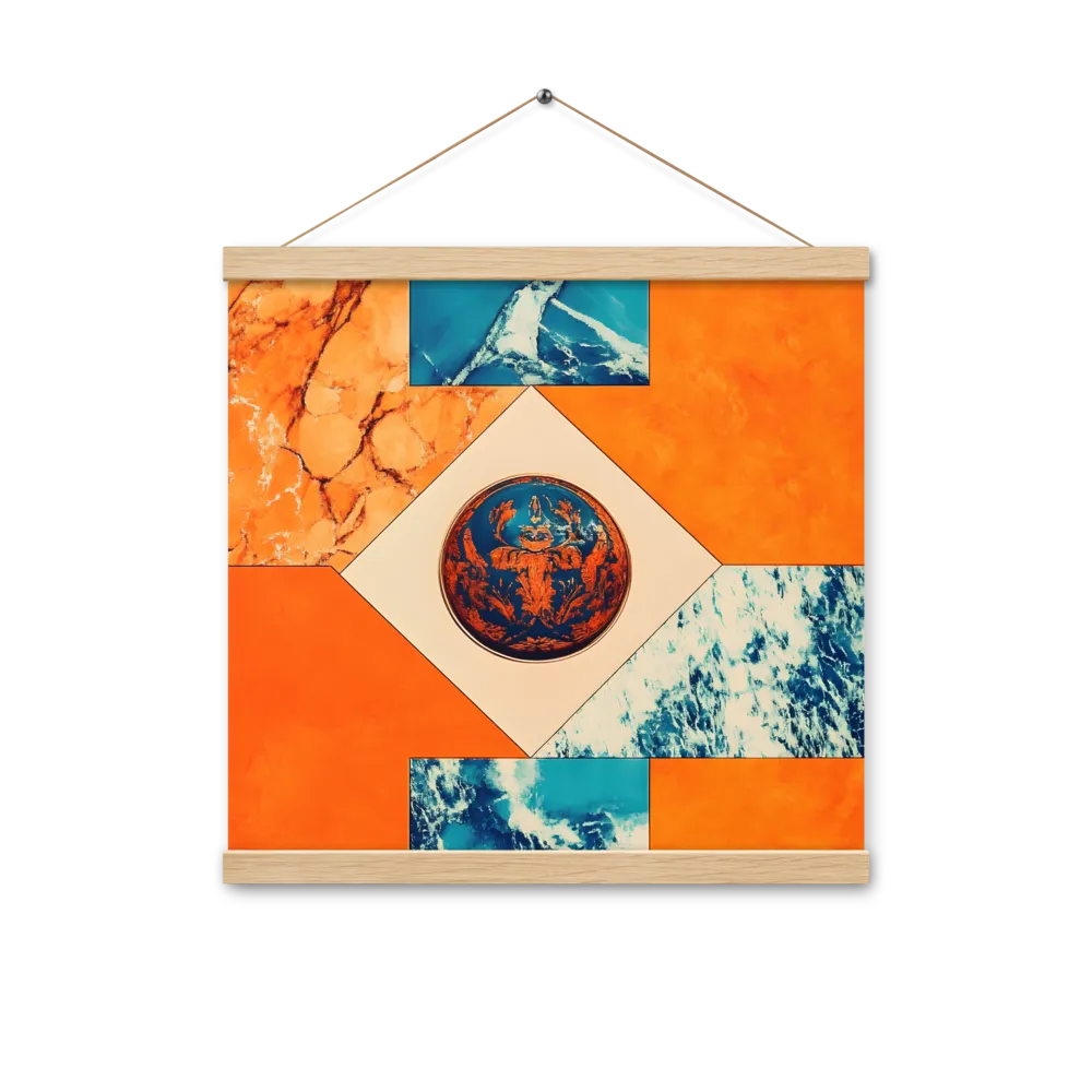 Harmonious Encounters: Abstract Geometry | Poster With Oak Wood Hanger | 16″×16″