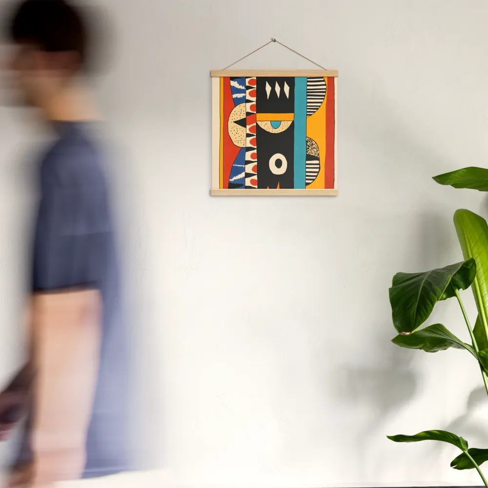 Playful Geometry: A Modern Abstract Exploration | Poster With Oak Wood Hanger | 16″×16″
