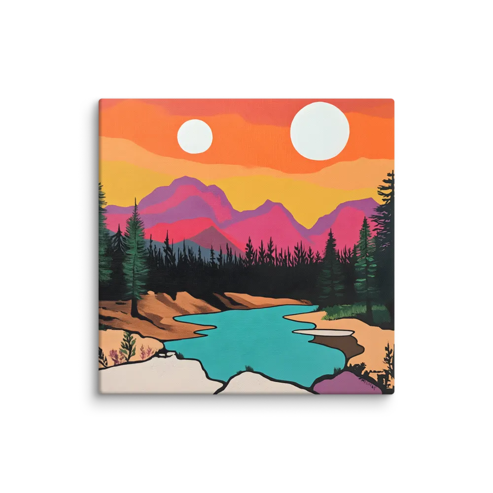 Dual Suns Over Serene Waters | Canvas | 28″×28″