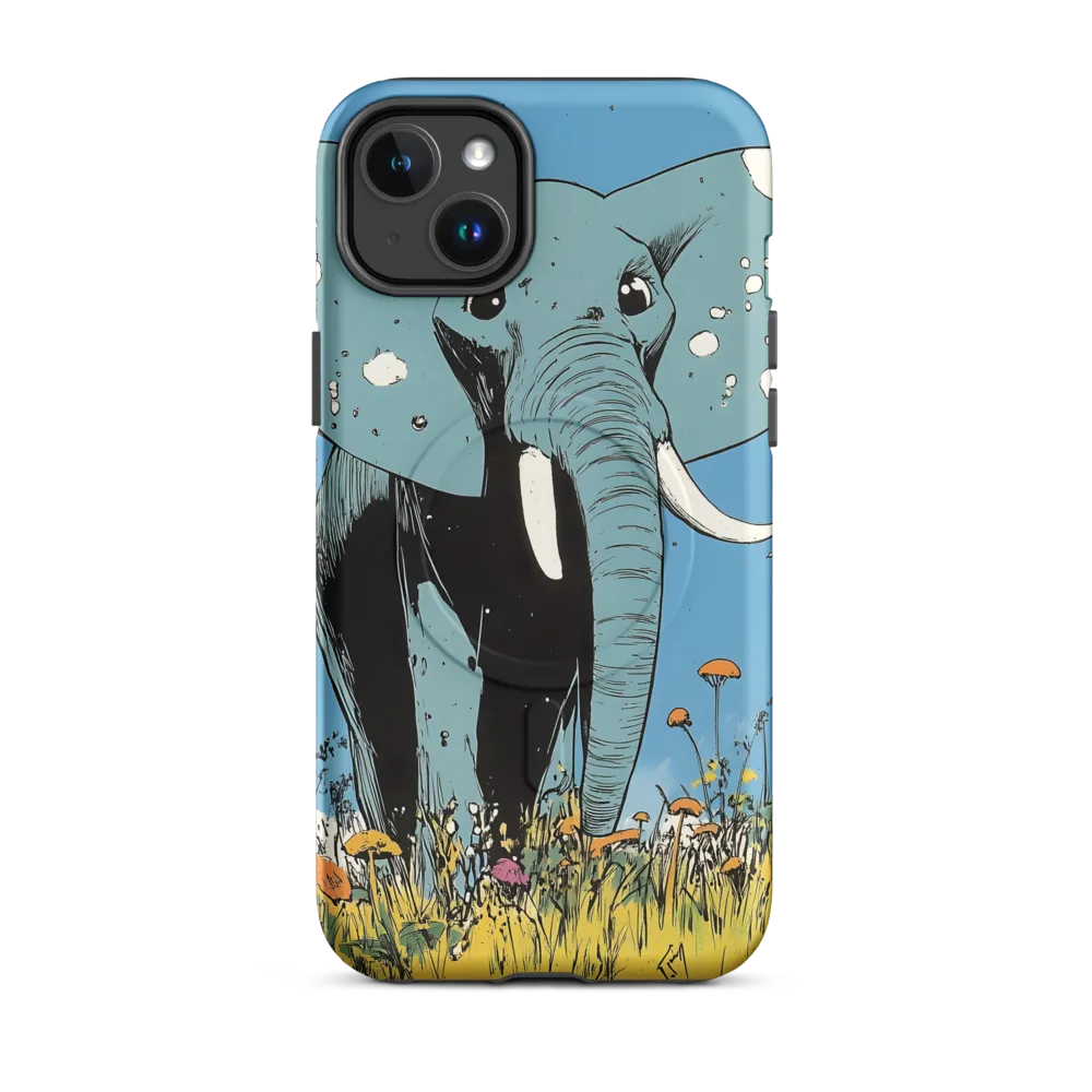Whimsical Blue Elephant in Bloom