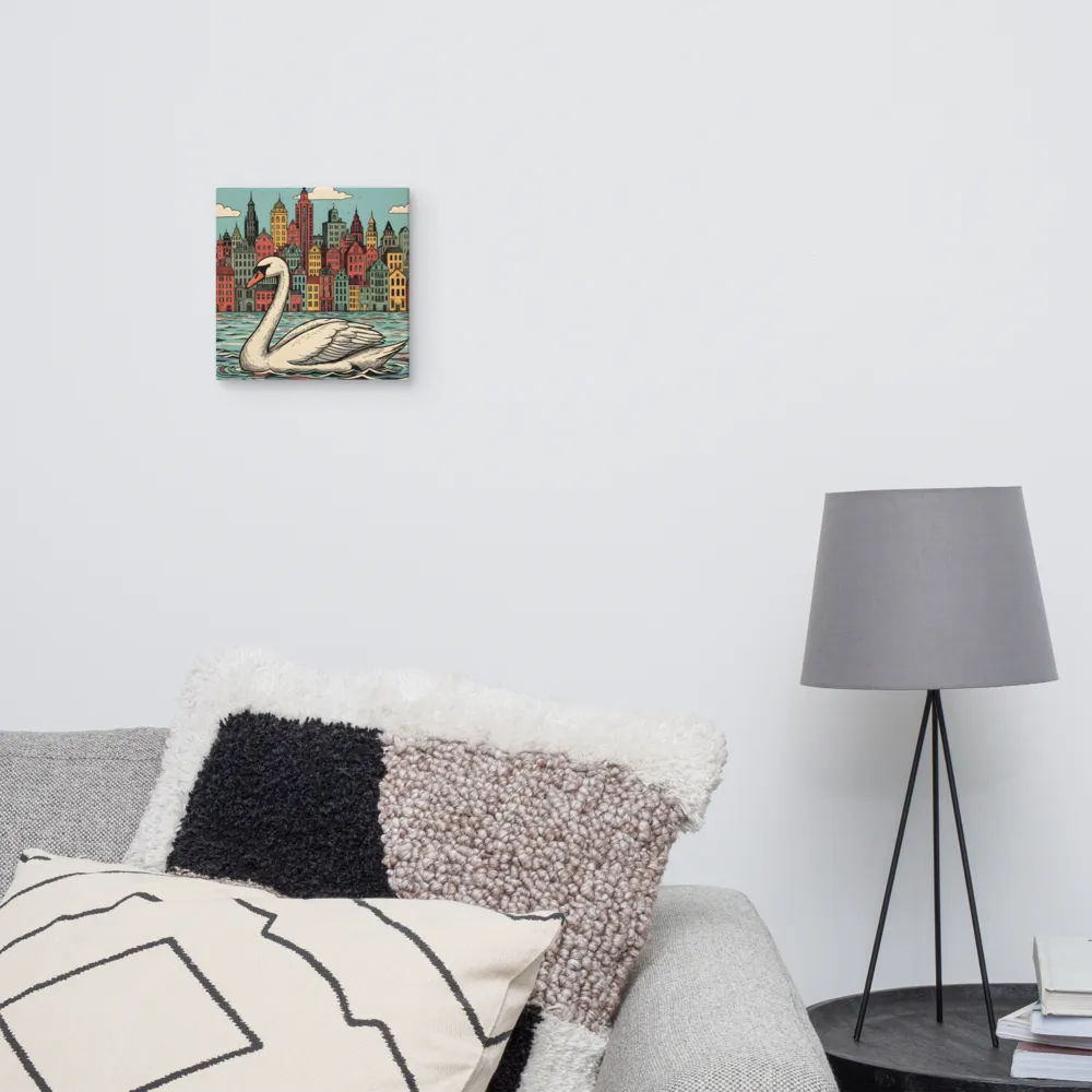 Swan in the City 
 Canvas | 10″x 10″