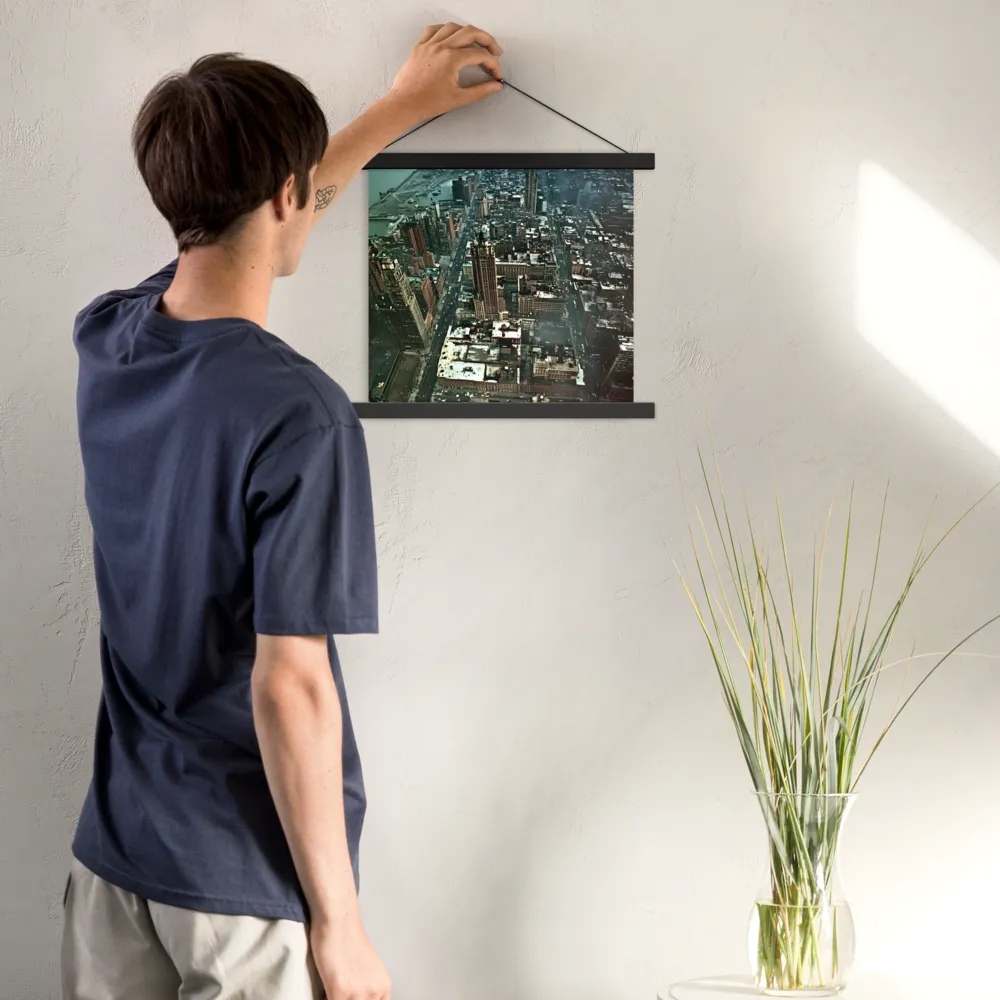 Aerial Symphony of Urban Life | Poster With Black Wood Hanger | 14″×14″
