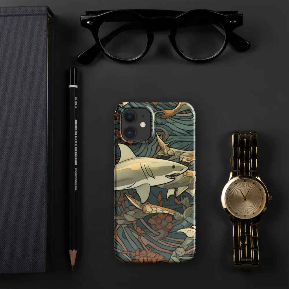 Dynamic Harmony of Sharks and Flora | Phone Case |  12 Mini | Snap Case | Glossy