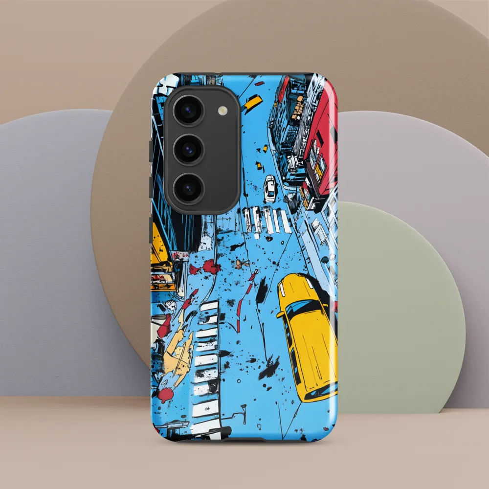 Urban Chaos: Aerial View of City Life | Phone Case |  S23 | Tough Case | Glossy