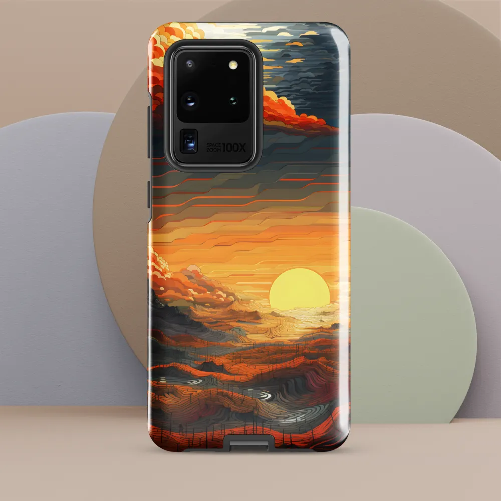 Ethereal Sunset: A Serene Landscape in Flowing Forms