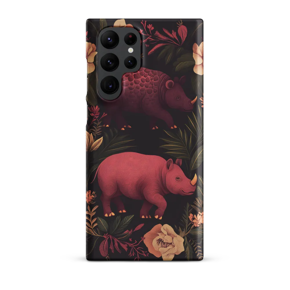 Rhinos in Floral Embrace