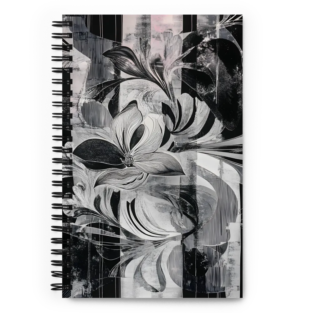 Floral Fusion in Monochrome | Spiral Notebook