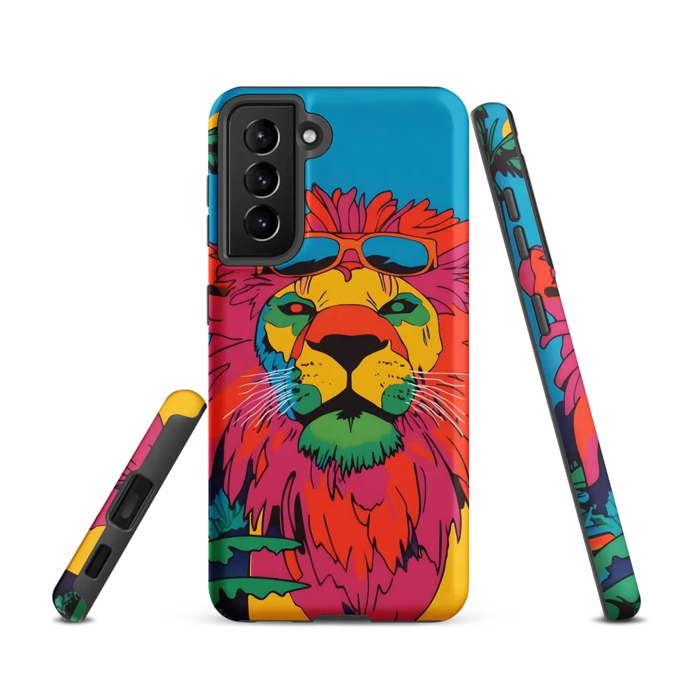 Lion with Sunglasses: A Vibrant Tropical Portrait