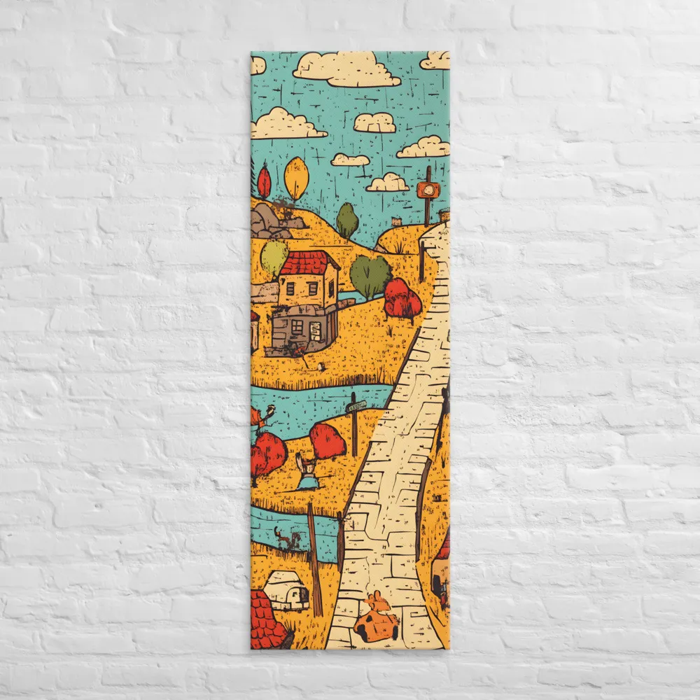Whimsical Village Landscape | Canvas | 20″×60″
