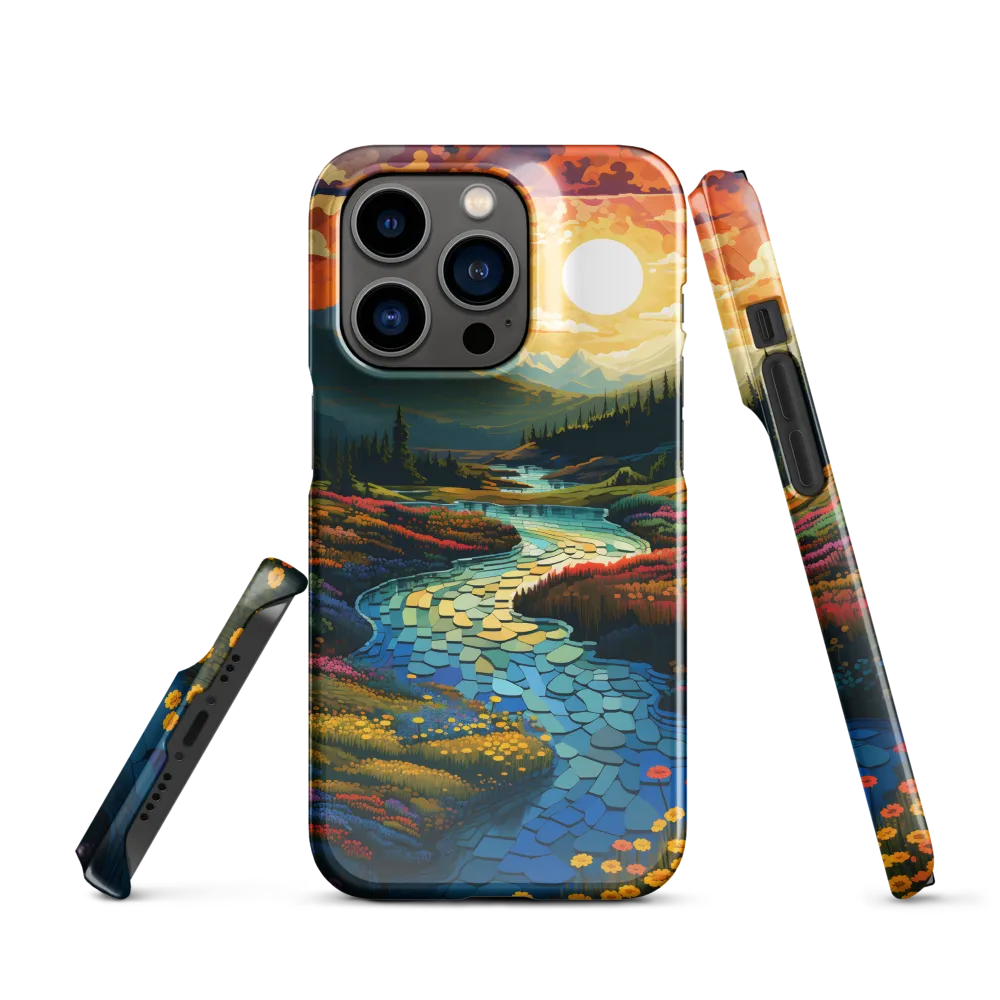 Serenity in Sunset: A Winding River's Embrace | Phone Case |  14 Pro | Snap Case | Glossy