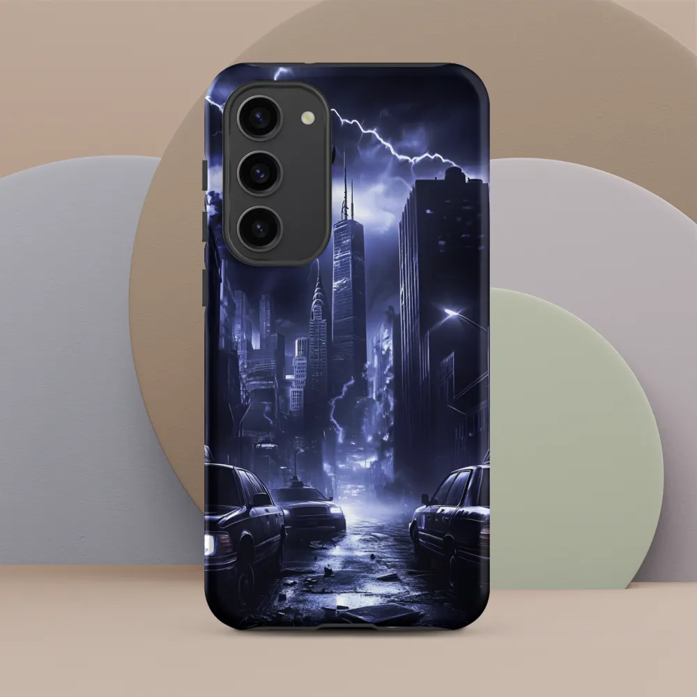 Stormy Cityscape: Shadows of the Night | Phone Case |  S23 Plus | Tough Case | Matte