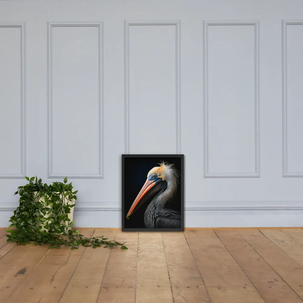 Majestic Portrait of a Pelican | Poster with Black Frame | 16″×20″