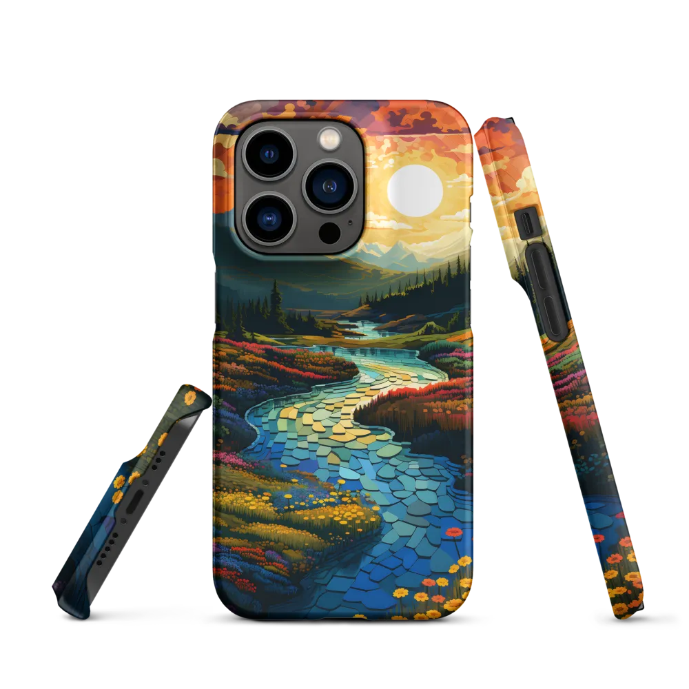 Serenity in Sunset: A Winding River's Embrace | Phone Case |  14 Pro | Snap Case | Matte