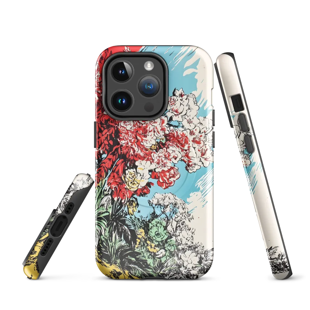 Floral Symphony in Bold Colors | Phone Case |  14 Pro | MagSafe® Tough Case | Glossy