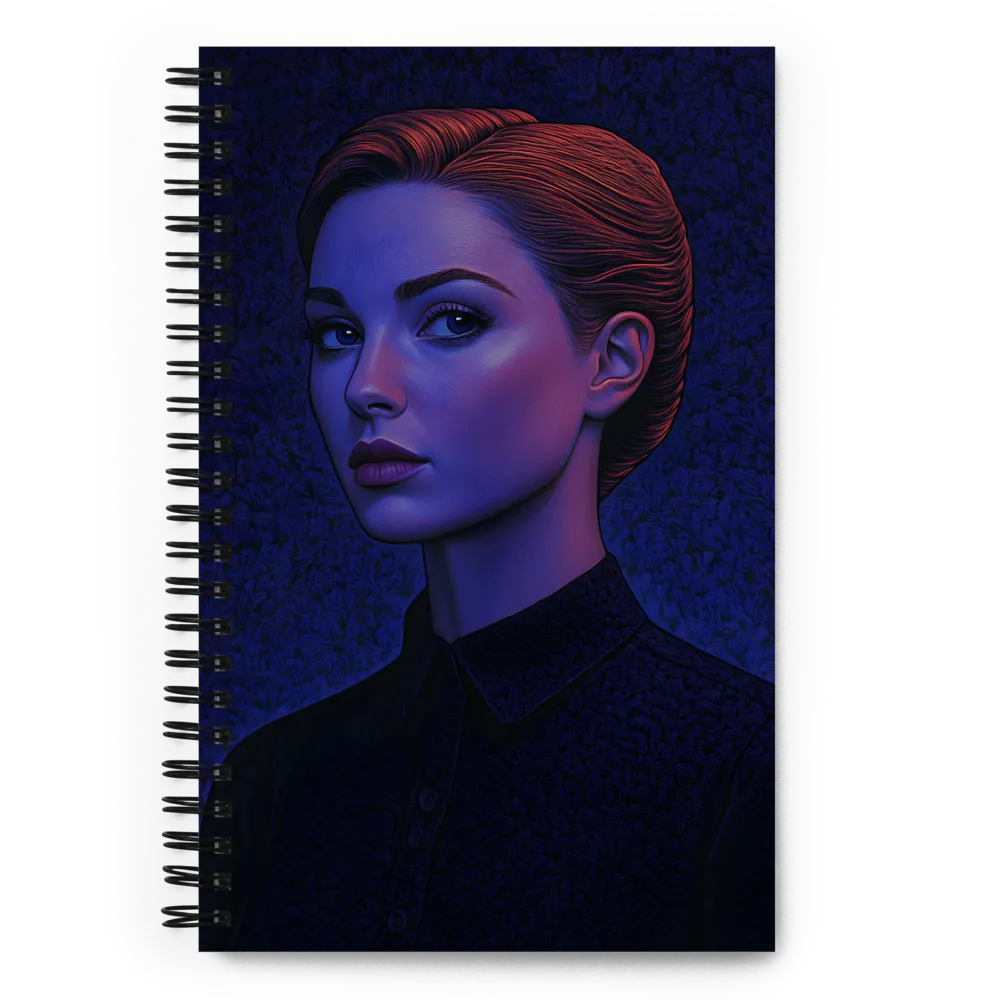 Ethereal Portrait in Blue and Red | Spiral Notebook